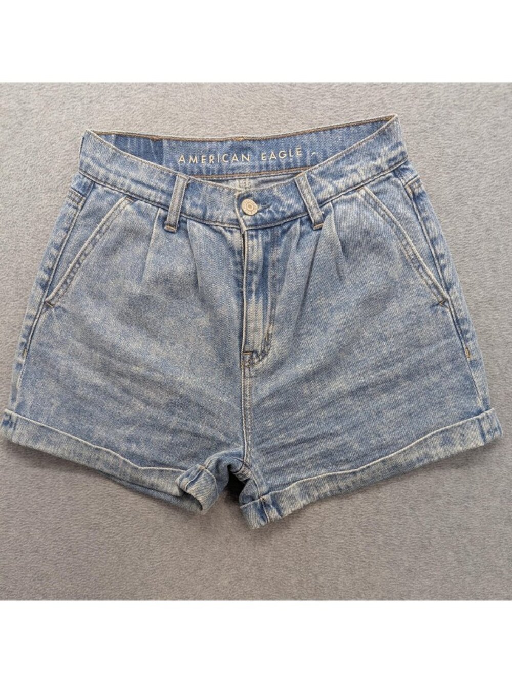 American Eagle Outfitters Mom Shorts Womens 00 Blue High Rise Cuffed Denim